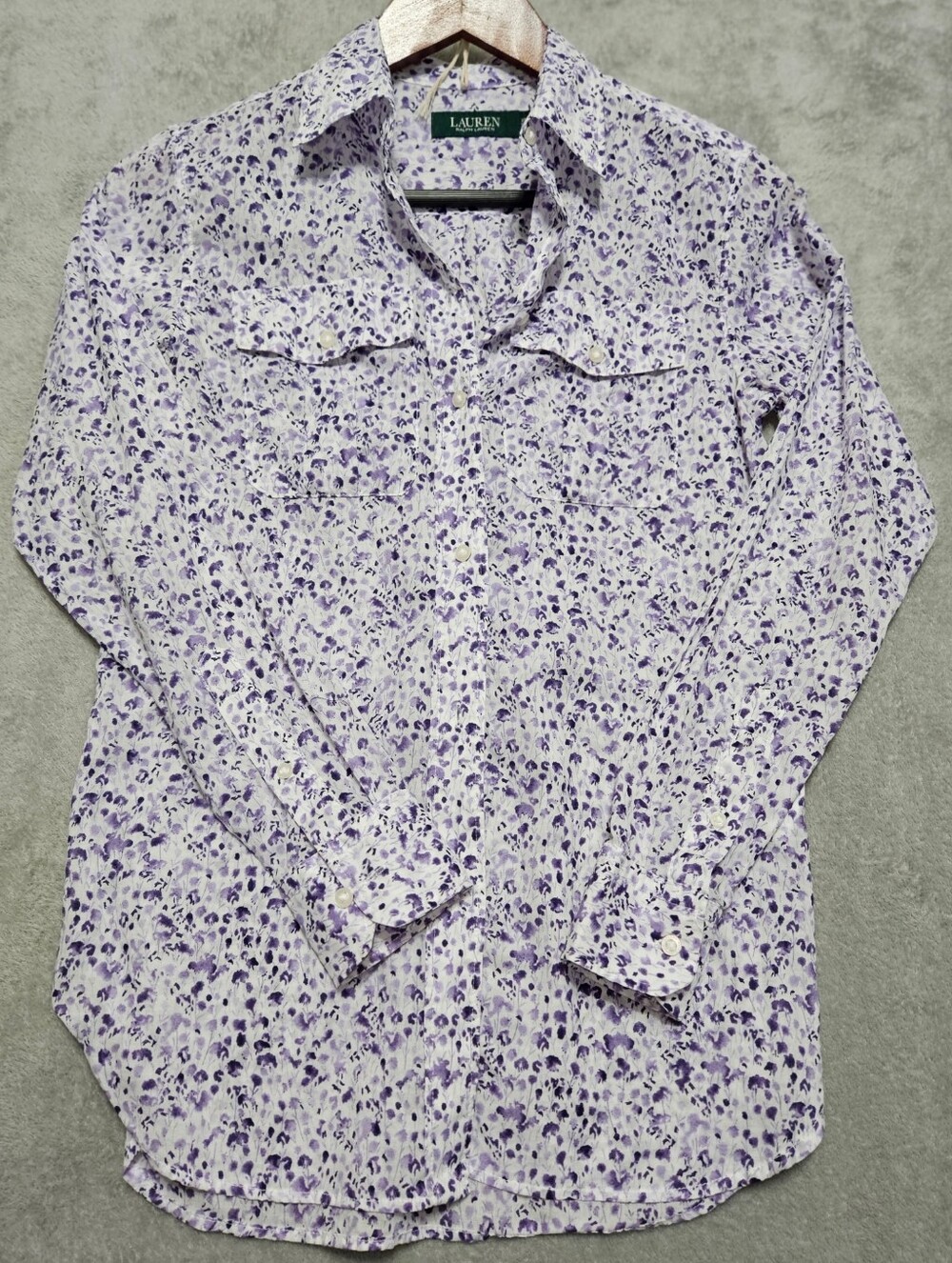 LAUREN RALPH LAUREN Micro Ditsy Floral Button Up Shirt Coquette Cottagecore XS